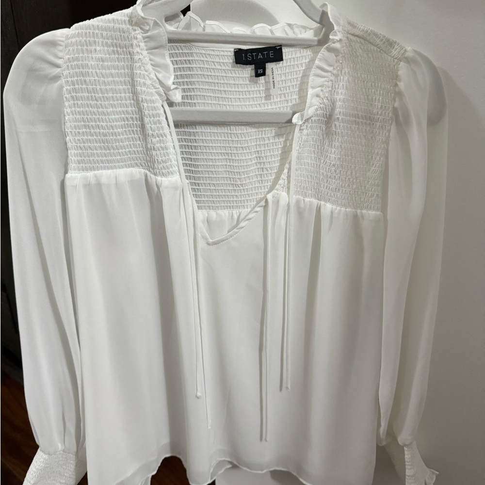 1.State XS White long sleeve blouse. NWT